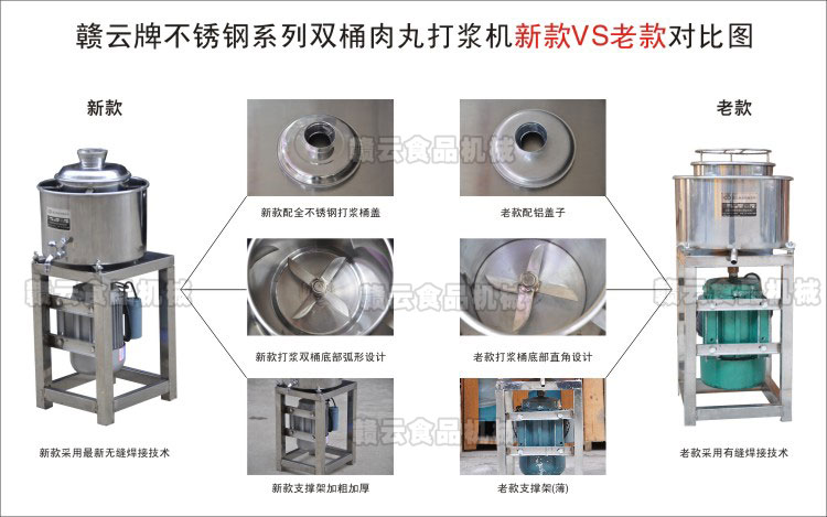 贛云不銹鋼系列肉丸打漿機(jī)新老款產(chǎn)品對比圖